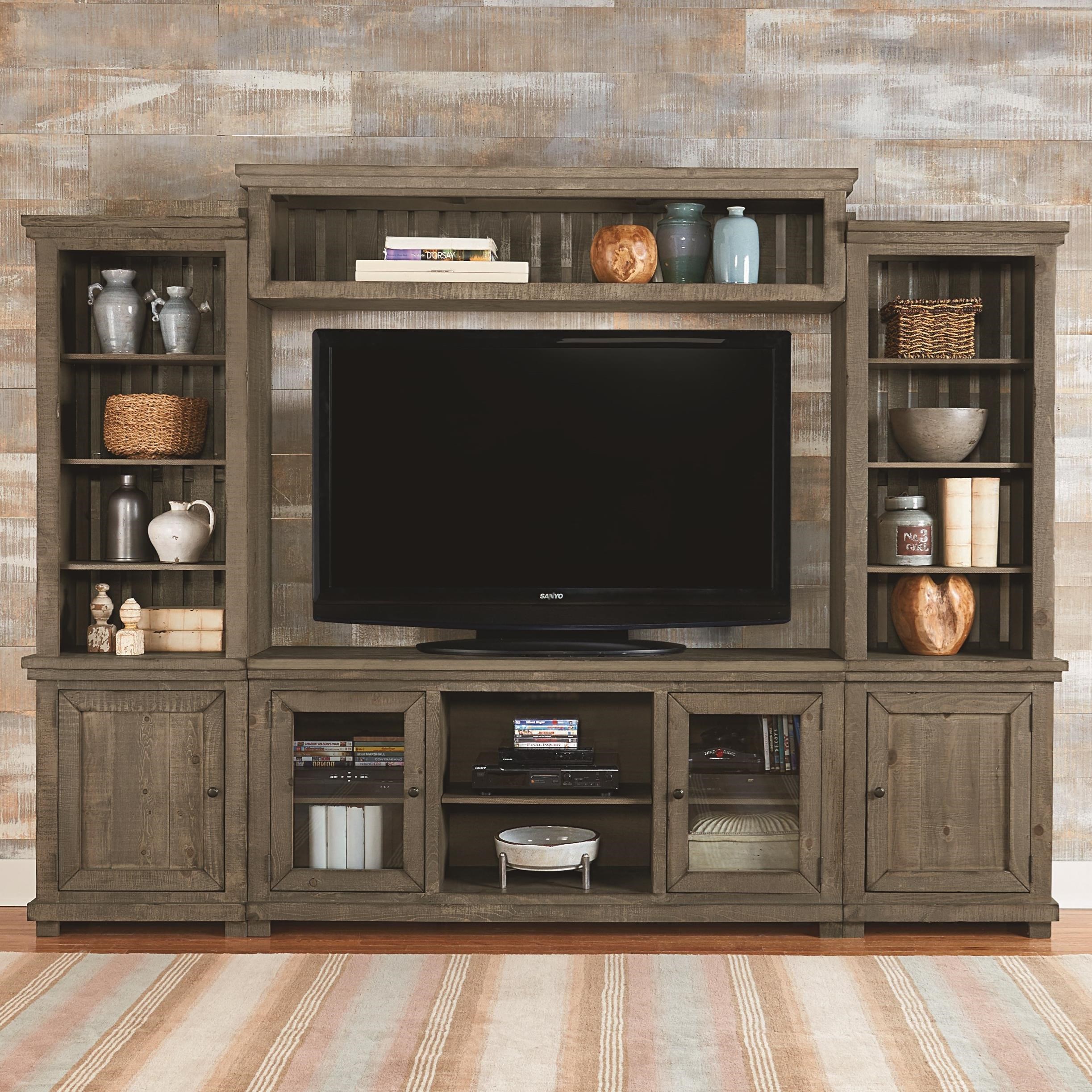 Progressive Furniture Willow Distressed Finish Wall Unit with 68" TV